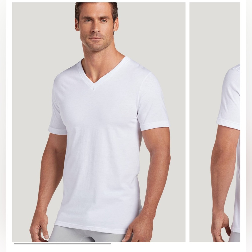 Jockey Classic Men’s V-Neck T-Shirt | Relaxed Fit | White | 100% Cotton
